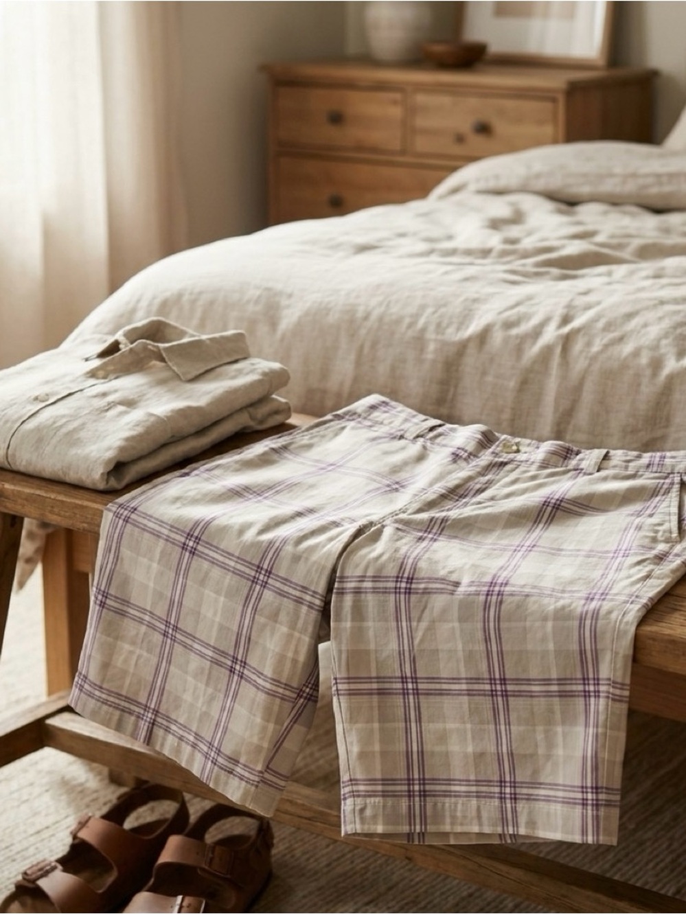Nike Gray and Lavender Plaid Golf Shorts